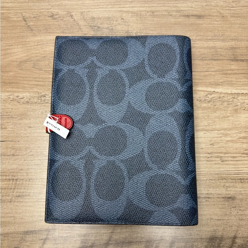 NWT Coach Notebook In Signature Canvas blue/bold red CBL05
